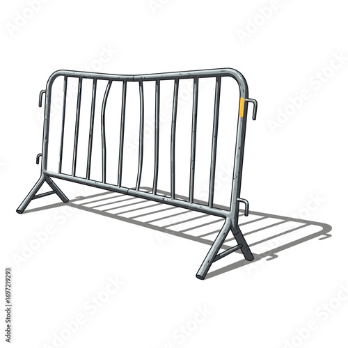 Metal crowd control barrier for events, security, or construction 3D rendering