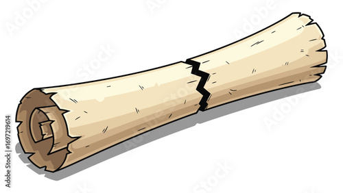 Cartoon Scroll Damaged Old Parchment Illustration for Creative Designs and Visual Projects