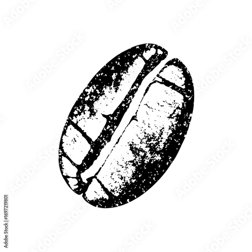 Vector Monochrome coffee bean with central fissure.