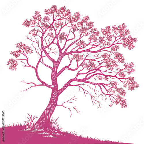 Fotografie black locust pink tree vector