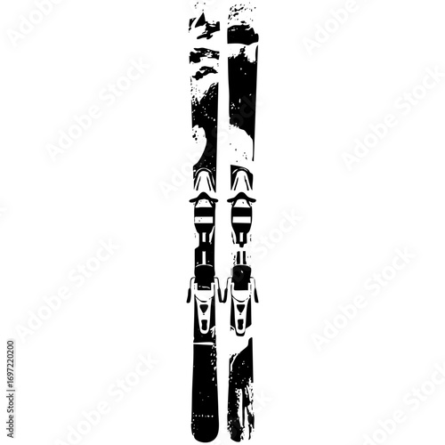 Vector Stylized skis and bindings in monochrome