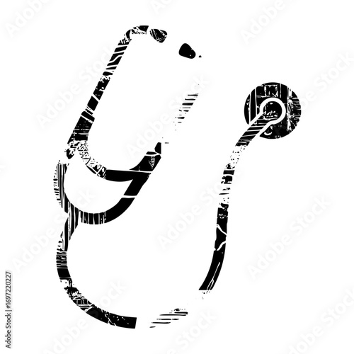 Vector Musical clef and note with distressed texture.