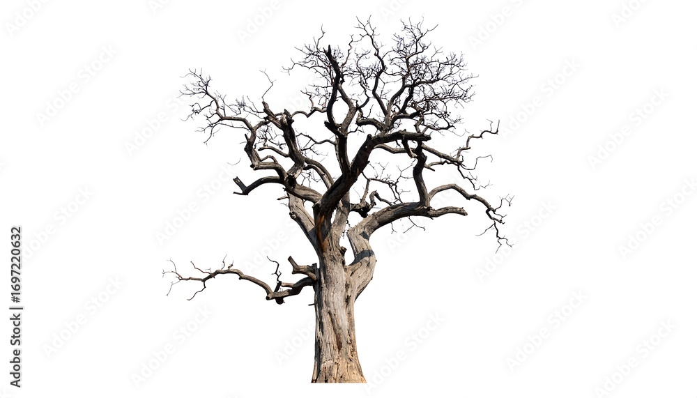 Obraz premium Dead tree against white background