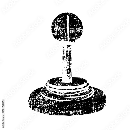 Vector Vintage joystick with a distressed texture.