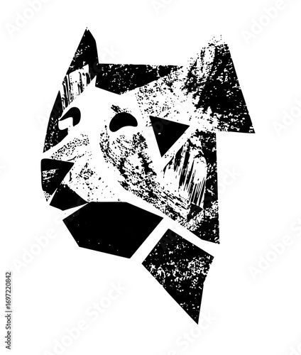 Vector Abstract canine head composed of geometric shapes.