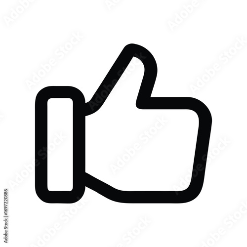 Simple Black Outline Thumbs Up Icon on White Background