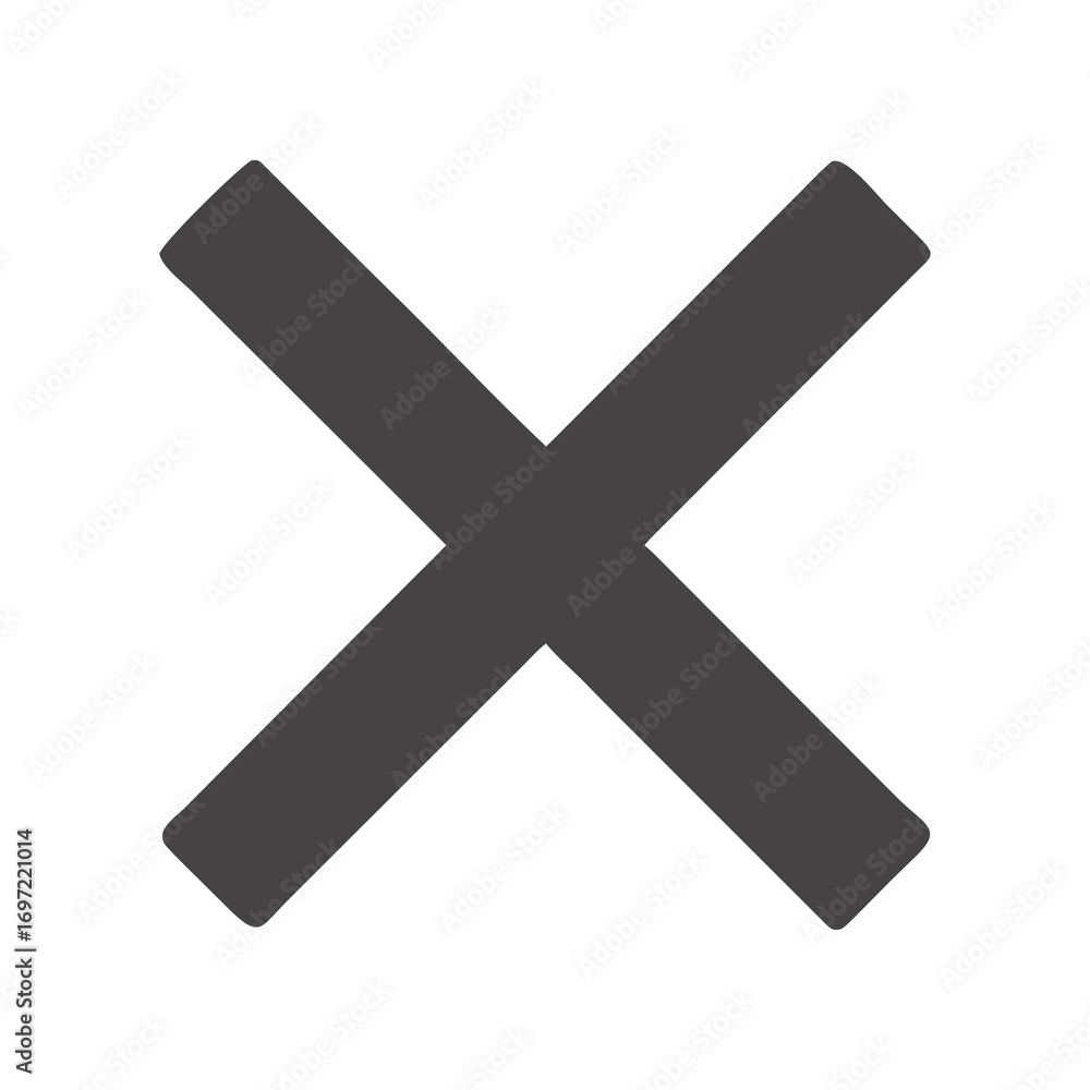 Fototapeta premium Simple Dark Gray Multiplication X Symbol On White Background