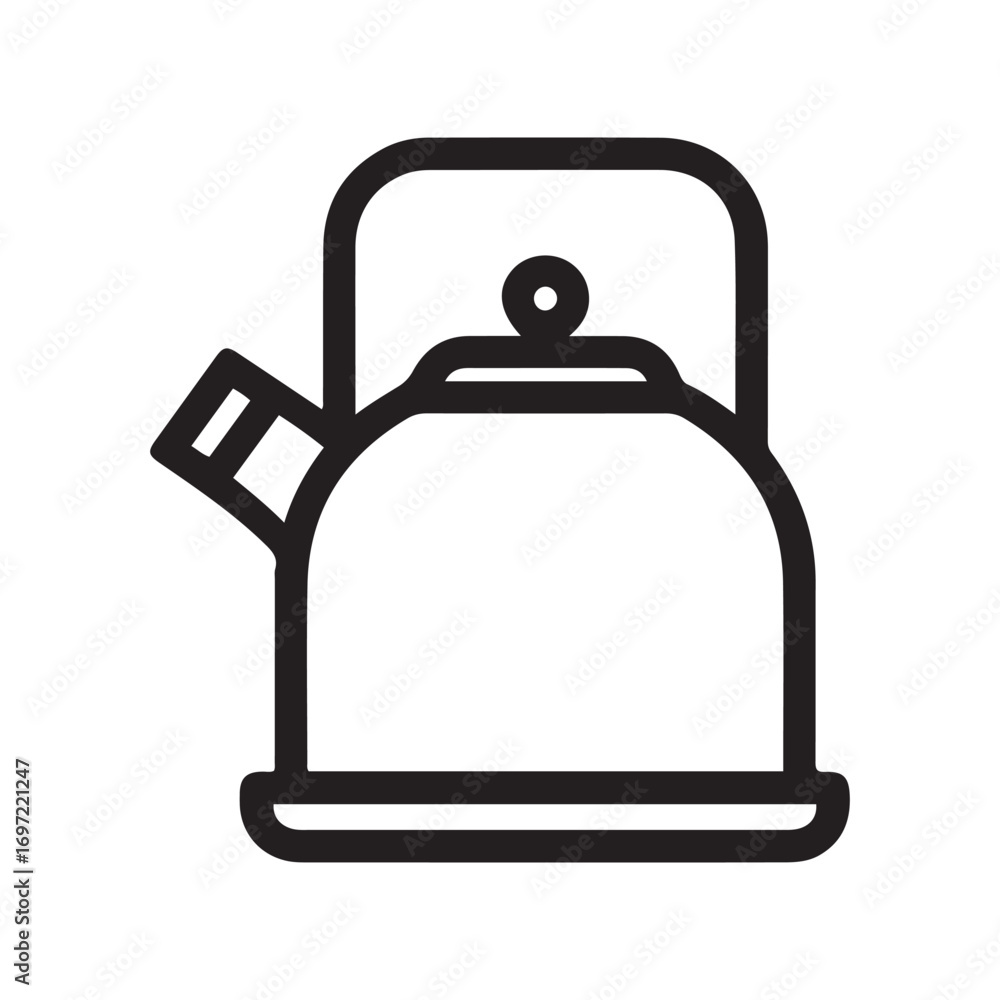 Obraz premium Simple Line Art of a Kettle with Spout and Lid Knob