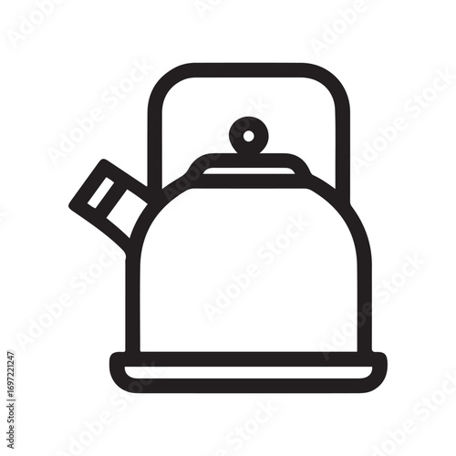 Simple Line Art of a Kettle with Spout and Lid Knob
