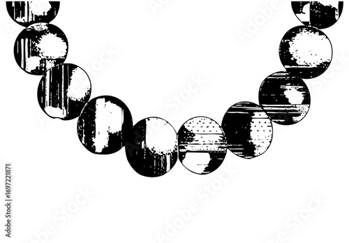 Vector Connected spheres form a decorative chain .