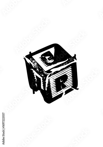 Vector Abstract geometric cube with internal detailing.