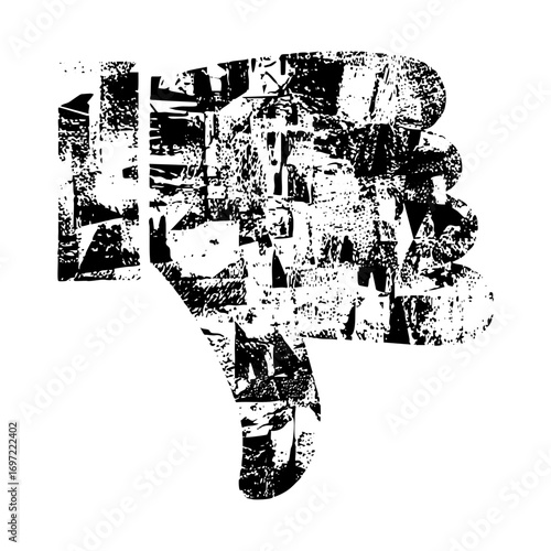 Vector Distressed thumb down expresses disapproval.