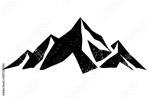 Vector Bold mountain range features jagged peaks.