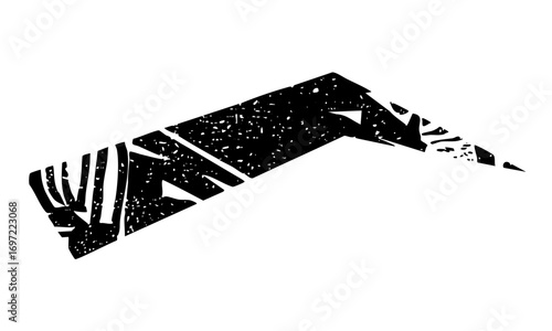 Vector Abstract fragmented typographic with bold distressed letterforms.