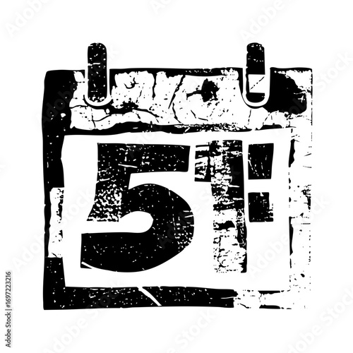 Vector Distressed calendar displays the fifth day of the month.