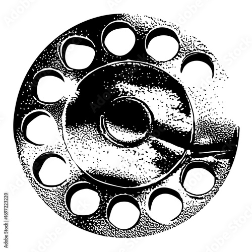 Vector Lunar cycle features moons arranged around a swirling central shape.
