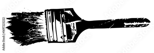 Vector Black and white of a paint brush with bristles.