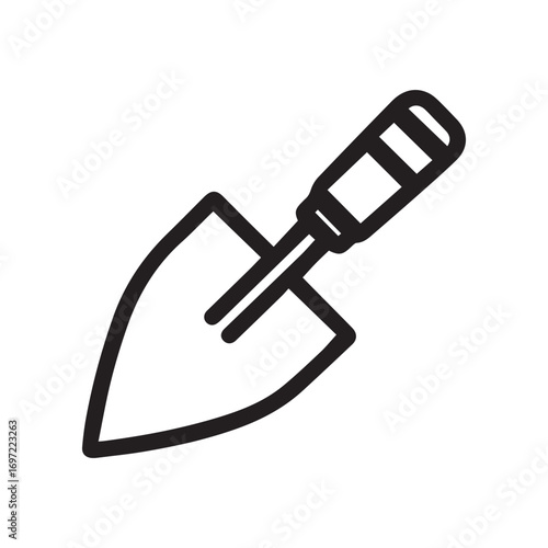 Simple black trowel icon on white background