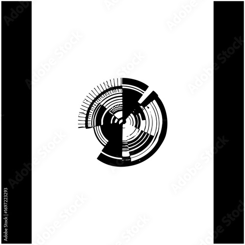 Vector Abstract circular features intersecting lines and radial .