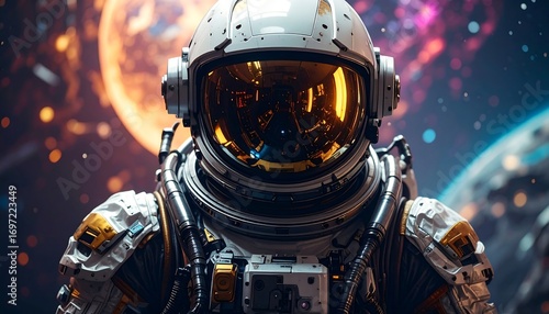 Close-up astronaut in space suit