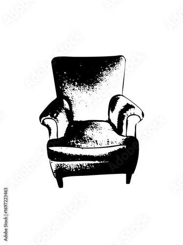 Vector Black and white of a comfortable armchair.