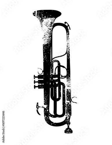 Vector Detailed of a vintage brass band instrument.