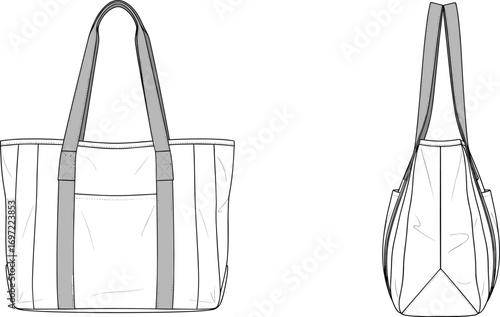 Tote bag design, side pocket tote, canvas shoulder bag, fashion accessory, reusable shopping bag, eco-friendly carryall, stylish utility bag