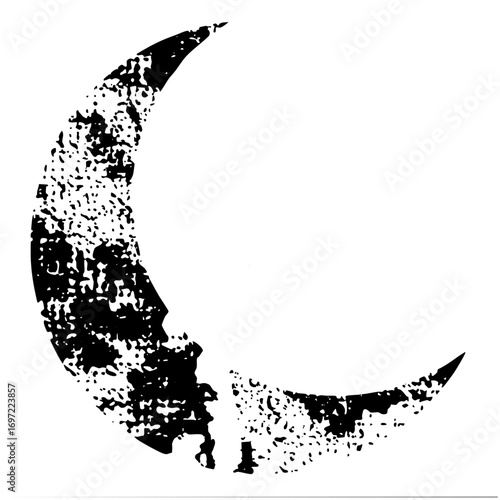 Vector Distressed moon with textured surface.
