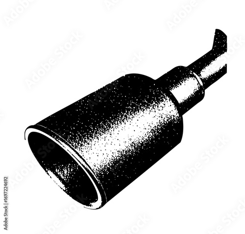 Vector Detailed of a cylindrical vehicle muffler with a flared exhaust tip.