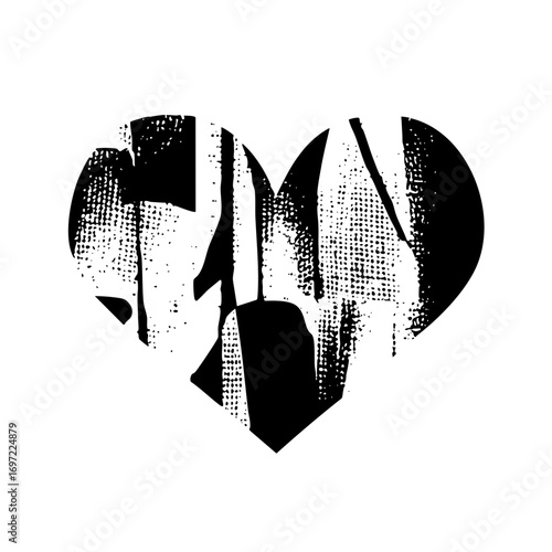 Vector Abstract broken heart with dotted texture.