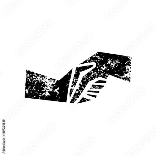 Vector Black handshake depicting partnership and agreement.