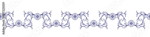 Blue floral frame pattern seamless pattern