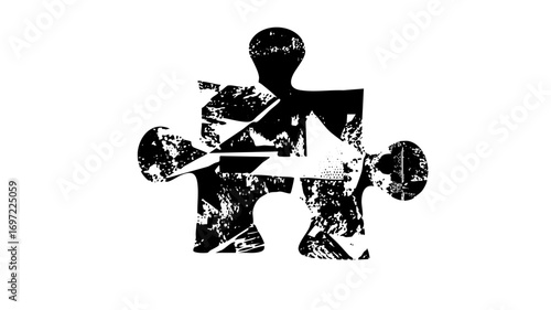 Vector Abstract figure connecting puzzle pieces symbolizing unity and problem-solving.