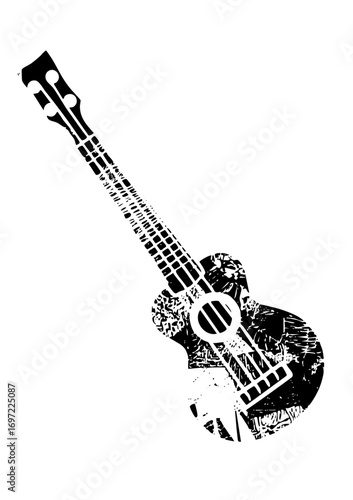 Vector Stylized black vector of an acoustic guitar.