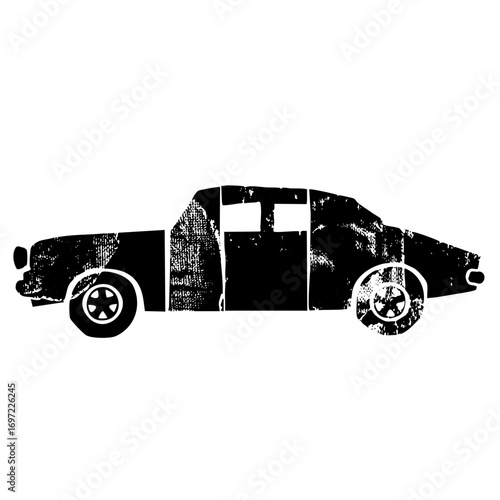 Vector Black silhouette of a classic automobile .