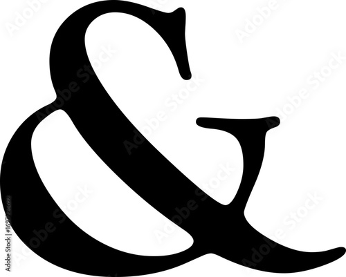 Ampersand icon modern vector illustration designed with elegant curves, minimal balance, and timeless typographic style, representing the universal symbol of “and” widely used in design, branding,