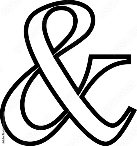 Ampersand icon modern vector illustration designed with elegant curves, minimal balance, and timeless typographic style, representing the universal symbol of “and” widely used in design, branding,