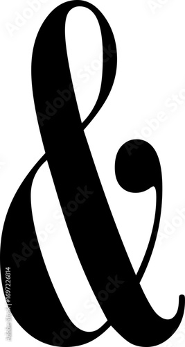 Ampersand icon modern vector illustration designed with elegant curves, minimal balance, and timeless typographic style, representing the universal symbol of “and” widely used in design, branding,