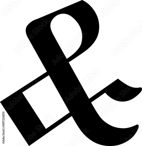 Ampersand icon modern vector illustration designed with elegant curves, minimal balance, and timeless typographic style, representing the universal symbol of “and” widely used in design, branding,