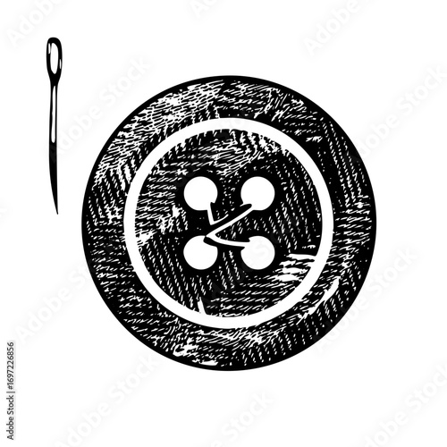 Vector Sewing and cross-stitched button .