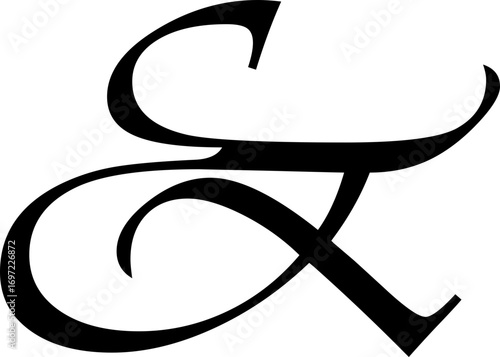 Ampersand icon modern vector illustration designed with elegant curves, minimal balance, and timeless typographic style, representing the universal symbol of “and” widely used in design, branding,