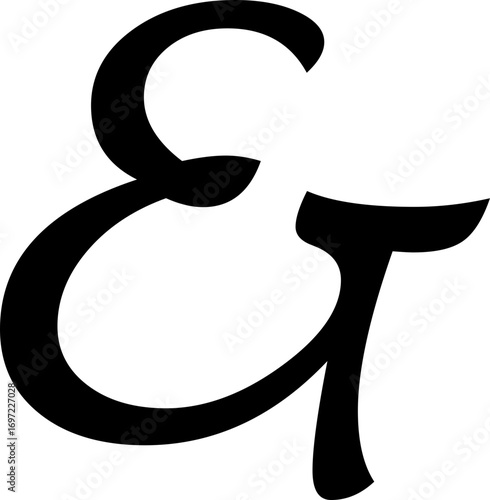 Ampersand icon modern vector illustration designed with elegant curves, minimal balance, and timeless typographic style, representing the universal symbol of “and” widely used in design, branding,