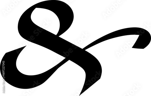 Ampersand icon modern vector illustration designed with elegant curves, minimal balance, and timeless typographic style, representing the universal symbol of “and” widely used in design, branding,