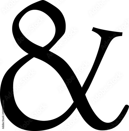 Ampersand icon modern vector illustration designed with elegant curves, minimal balance, and timeless typographic style, representing the universal symbol of “and” widely used in design, branding,