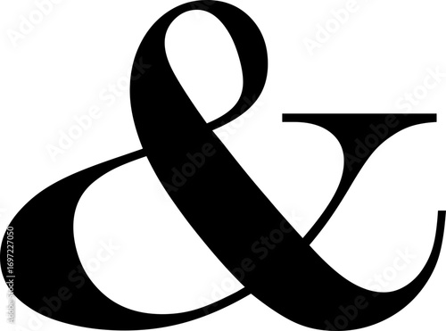 Ampersand icon modern vector illustration designed with elegant curves, minimal balance, and timeless typographic style, representing the universal symbol of “and” widely used in design, branding,