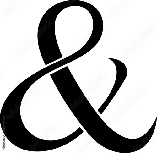 Ampersand icon modern vector illustration designed with elegant curves, minimal balance, and timeless typographic style, representing the universal symbol of “and” widely used in design, branding,