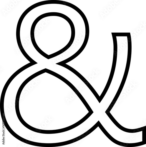 Ampersand icon modern vector illustration designed with elegant curves, minimal balance, and timeless typographic style, representing the universal symbol of “and” widely used in design, branding,