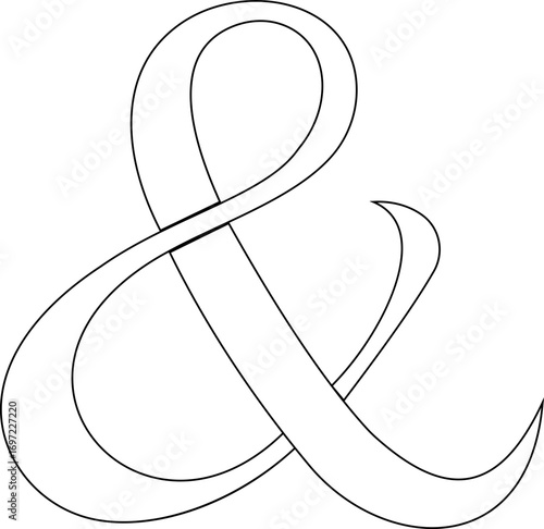 Ampersand icon modern vector illustration designed with elegant curves, minimal balance, and timeless typographic style, representing the universal symbol of “and” widely used in design, branding,