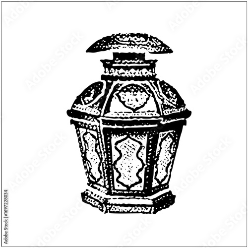 Vector Vintage lantern with ornate details.