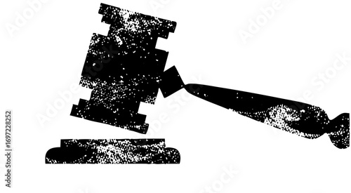 Vector Black gavel and sounding block representing justice and law.